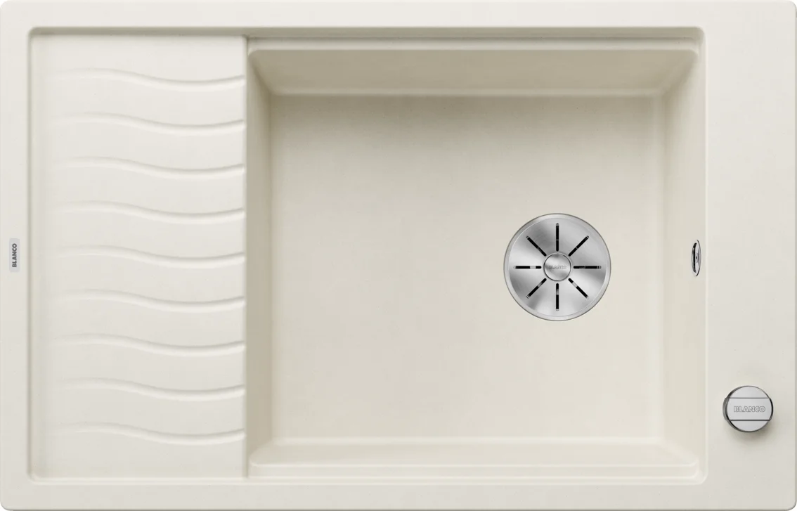 Küchenspüle Blanco Elon XL 6 S – Silgranitspüle, 78 × 50 cm, mit Exzenter, Weiß Soft