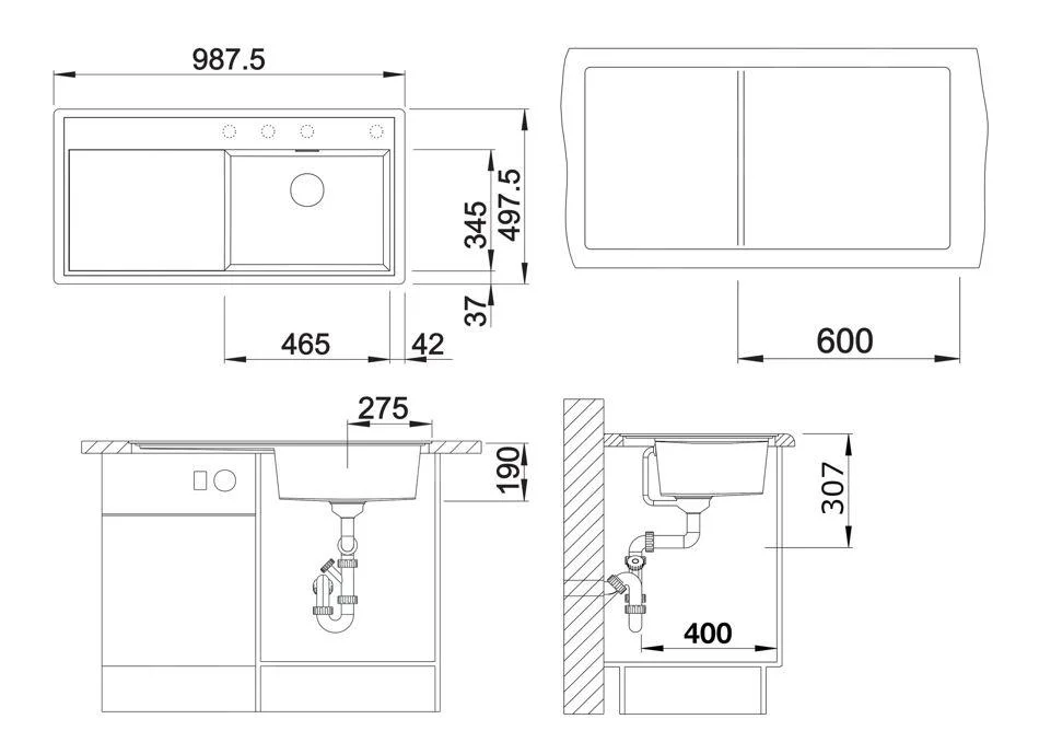 Kuchynský drez Blanco Zenar XL 6 S-F – silgranitový drez, 98,8 × 49,8 cm, malá vanička vľavo, biela soft