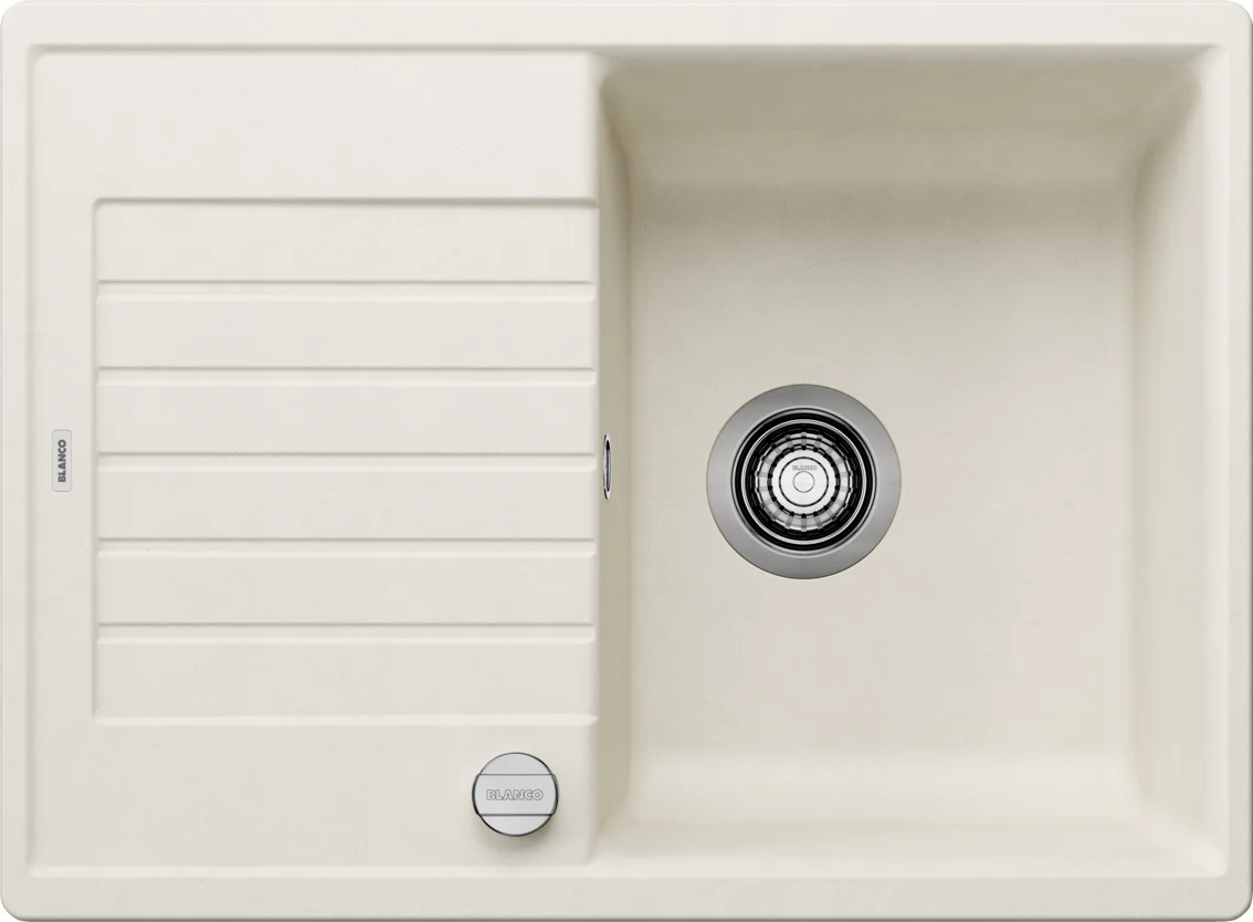 Blanco Zia 45 S Compact konyhai mosogató – silgranit mosogató, 68 × 50 cm, excentrikus vezérléssel, fehér soft