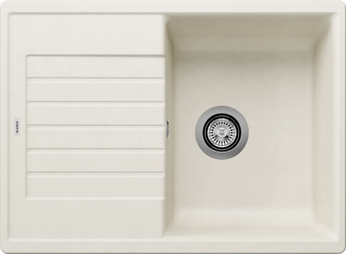 Zlew kuchenny Blanco Zia 45 S Compact – zlew silgranitowy, 68 × 50 cm, bez excentra, biała soft