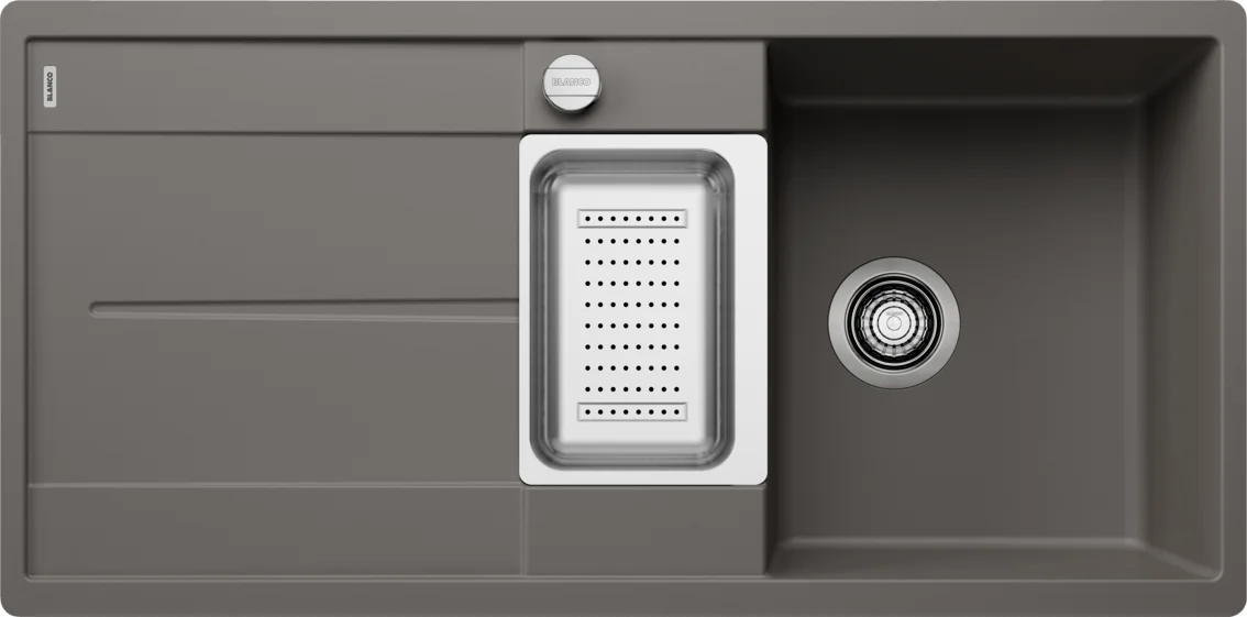 Kuchynský drez Blanco Metra 6 S-F – silgranitový drez, 99 × 49 cm, sivá vulkán