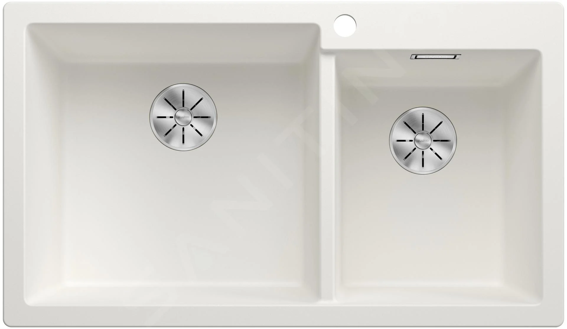 Konyhai mosogató Blanco Pleon 9 – silgranit mosogató, 86 × 50 cm, fő medence balra, excentrikus nélkül, fehér