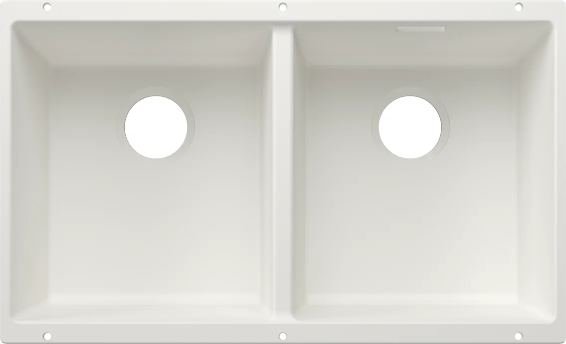 Kuchyňský dřez Blanco Subline 350/350-U CU – silgranitový dřez, 75,5 × 46 cm, bílá