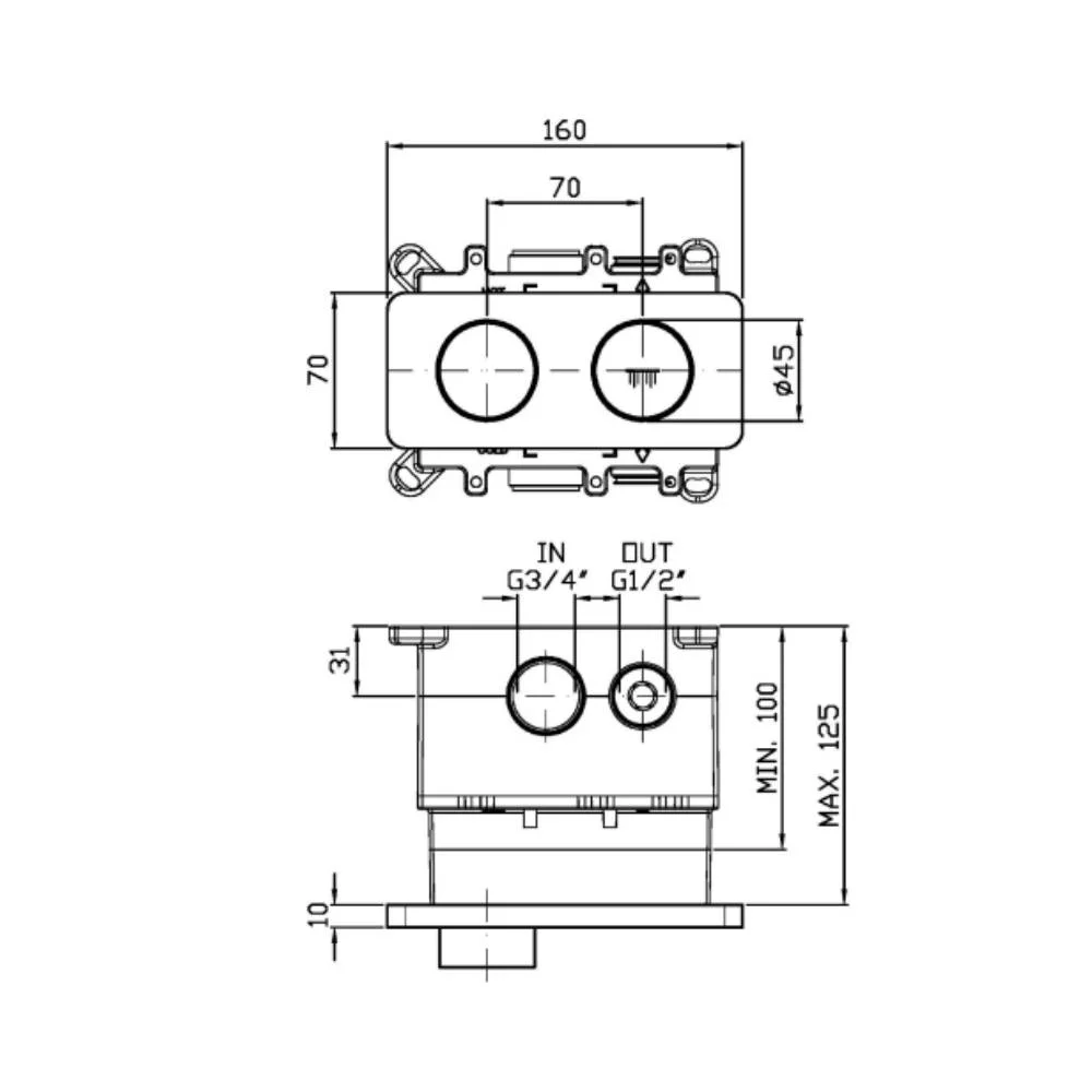Zucchetti Hoop Thermostatic Push-Button Shower Mixer ZHO820