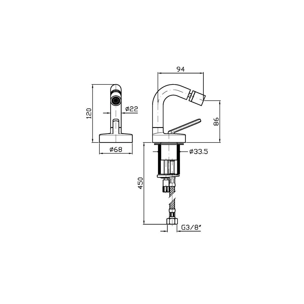 Zucchetti Isy22 Single-lever bidet mixer ZIS1366