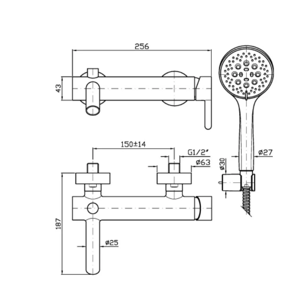 Zucchetti Isy22 External single-lever bath/shower mixer ZIS522