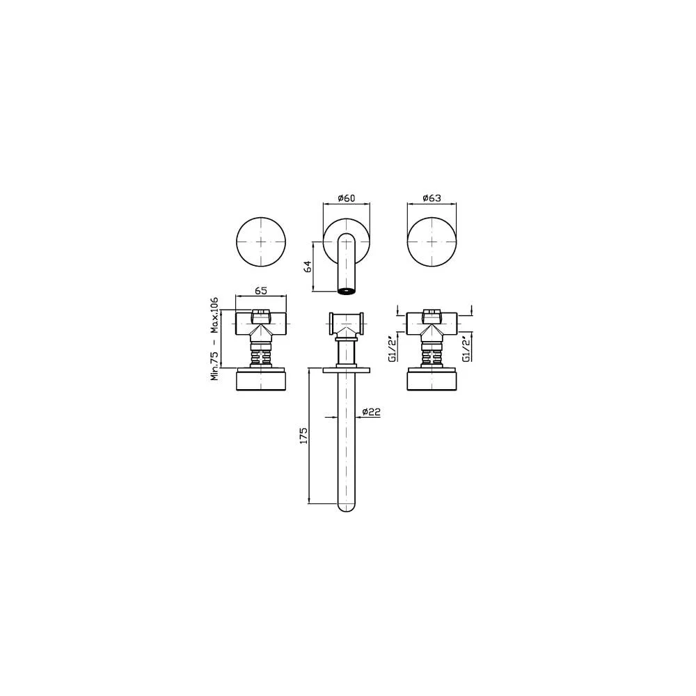 Zucchetti Isy22 3-hole basin mixer ZIS5640.N6