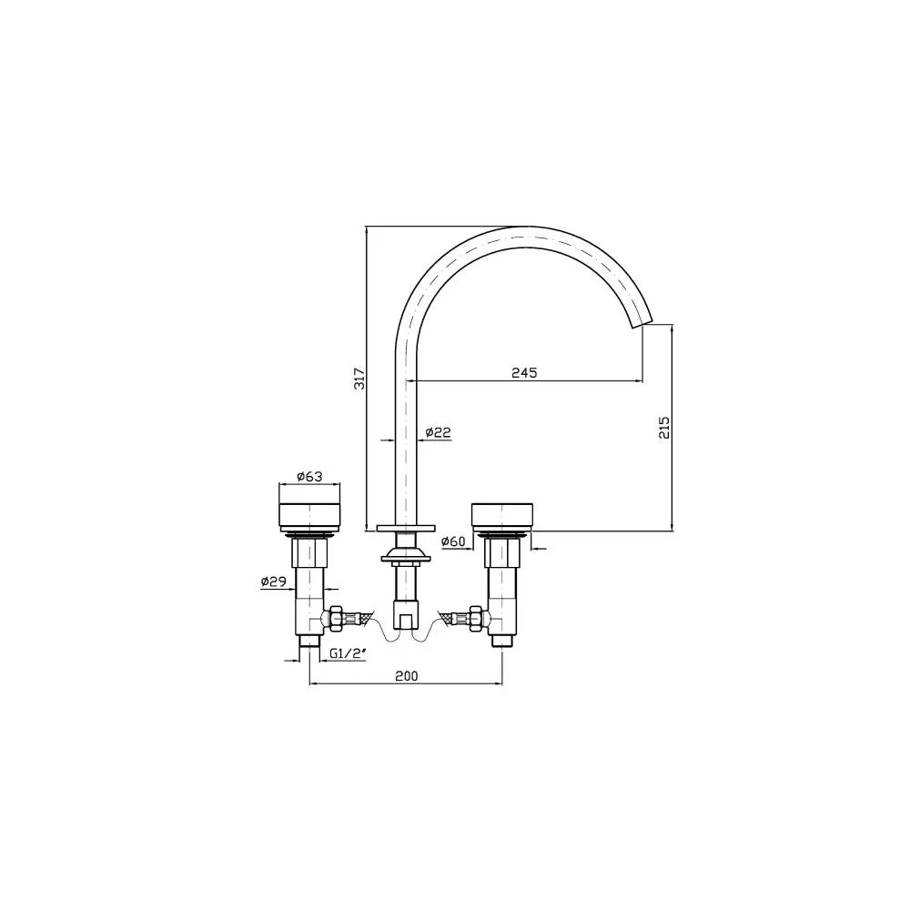 Zucchetti Isy22 3-hole basin mixer ZIS6341.C50