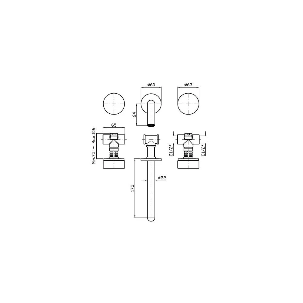 Zucchetti Isy22 3-otworowa bateria umywalkowa ZIS6640.C50