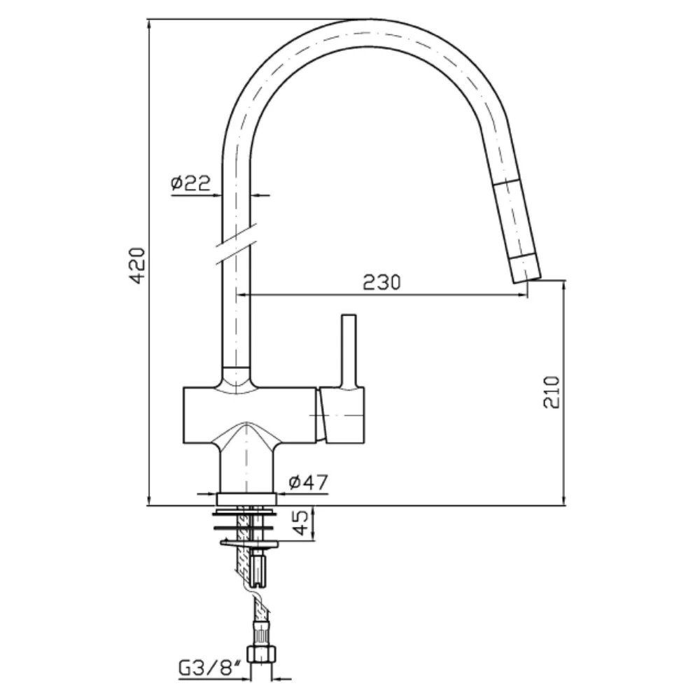 Zucchetti Pan S Single-lever mixer with swivel spout and pull-out shower ZPA285