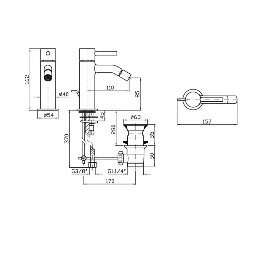Zucchetti Pan S Single-lever bidet mixer ZPA555