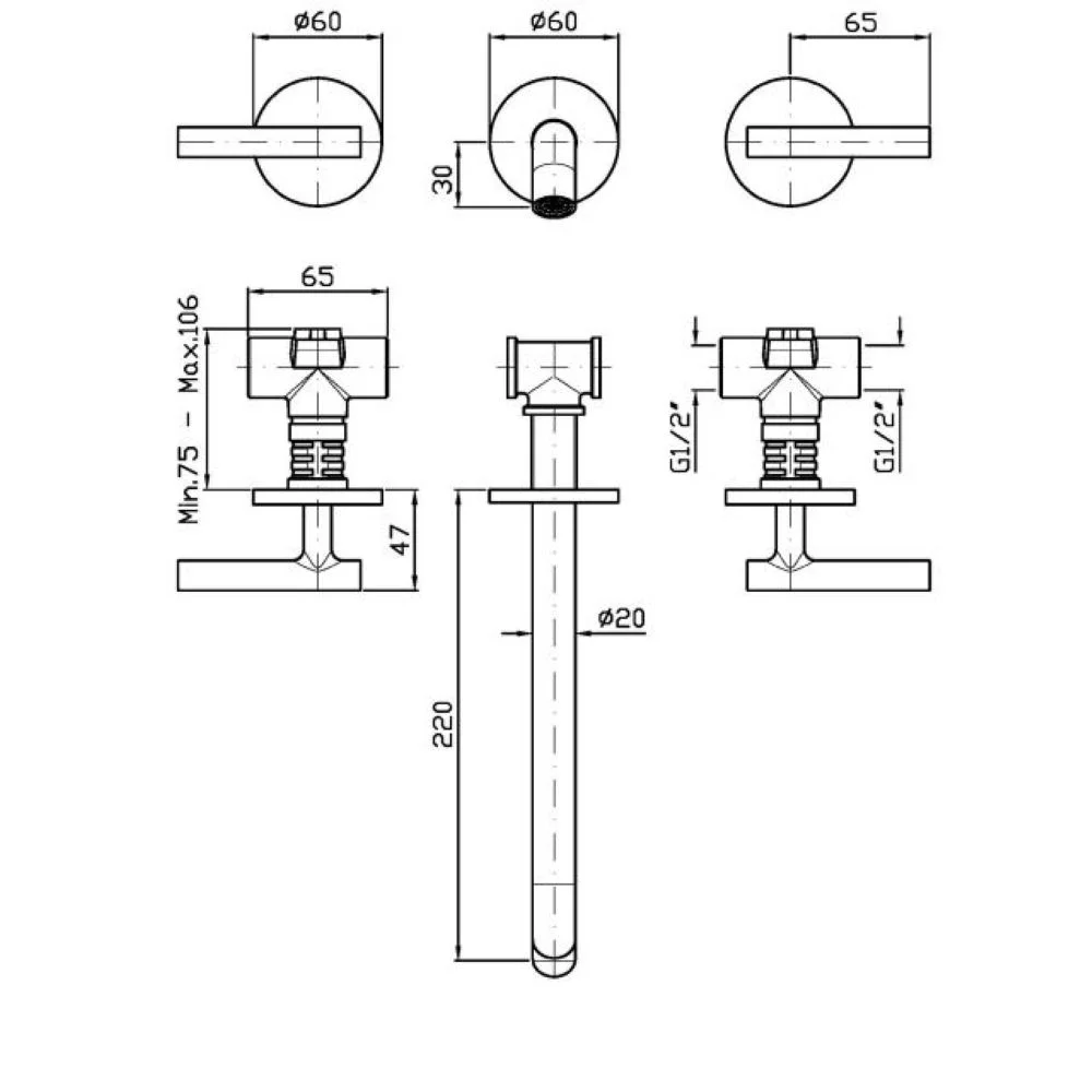 Zucchetti Pan S 3-otworowa bateria umywalkowa ZPA5772