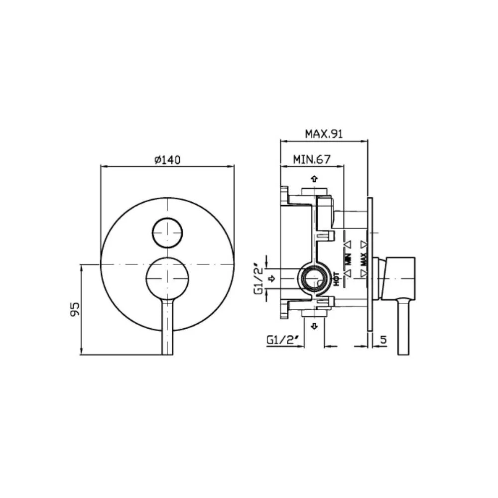 Zucchetti Pan S Single-lever bath/shower mixer with push-button diverter ZPA776