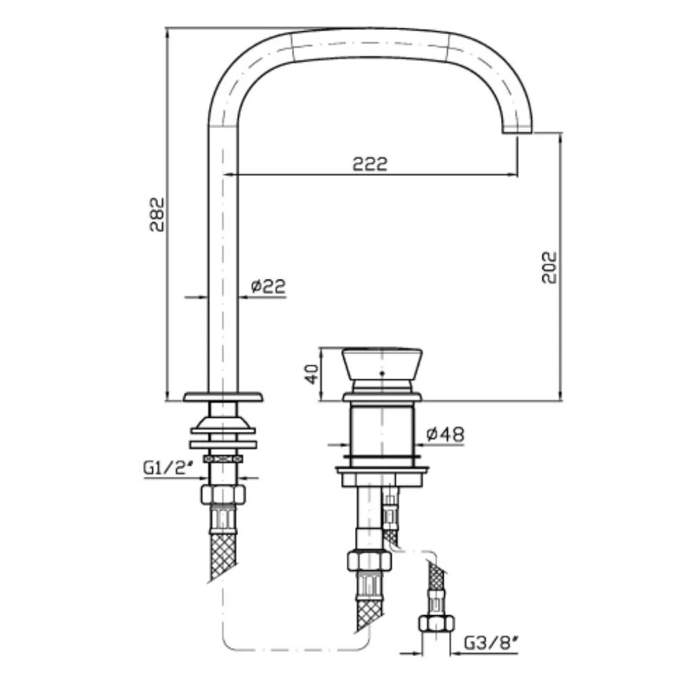 Zucchetti Sablier 2-hole single-lever basin mixer ZSL418.X