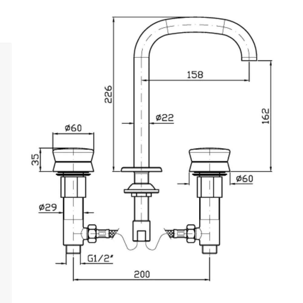 Zucchetti Sablier 3-hole basin mixer ZSL5342.X