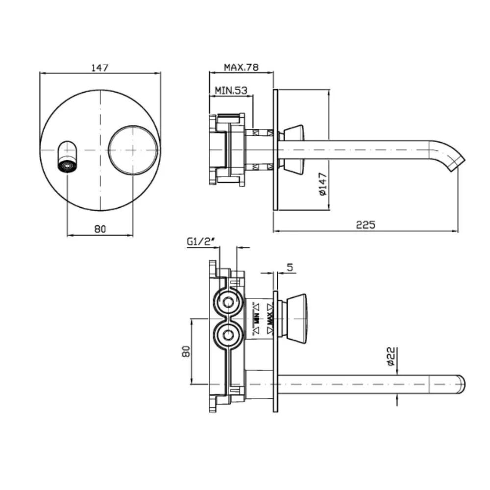 Zucchetti Sablier 2-hole single-lever basin mixer ZSL735.X